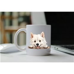 11oz mug  - peeking dog - American Eskimo
