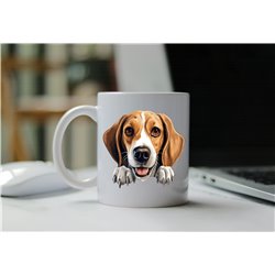 11oz mug  - peeking dog - American Foxhound 