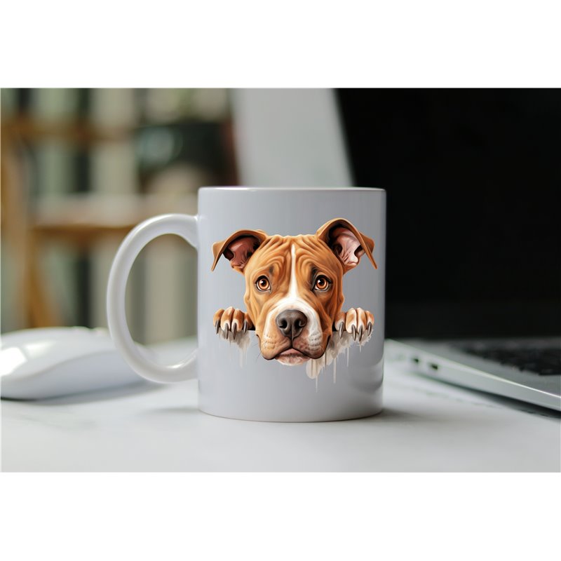11oz mug  - peeking dog - American Pit Bull Terrier