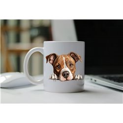 11oz mug  - peeking dog - American Staffordshire Terrier