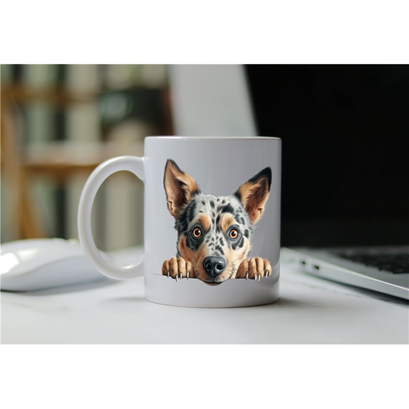 11oz mug  - peeking dog - Australian Cattle Dog