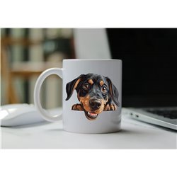 11oz mug  - peeking dog - Austrian Black and Tan Hound
