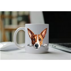 11oz mug  - peeking dog - Basenji