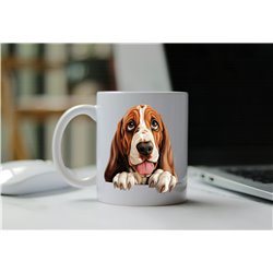 11oz mug  - peeking dog - Basset Hound