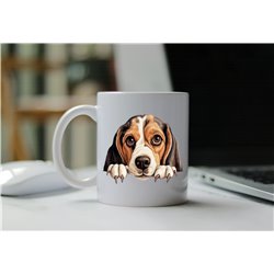11oz mug  - peeking dog - Beagle