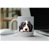 11oz mug  - peeking dog - Bearded Collie
