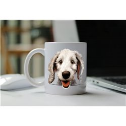 11oz mug  - peeking dog - Bedlington Terrier
