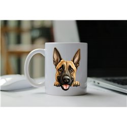 11oz mug  - peeking dog - Belgian Malinois