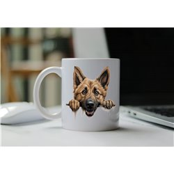 11oz mug  - peeking dog - Belgian Shepherd Laekenois
