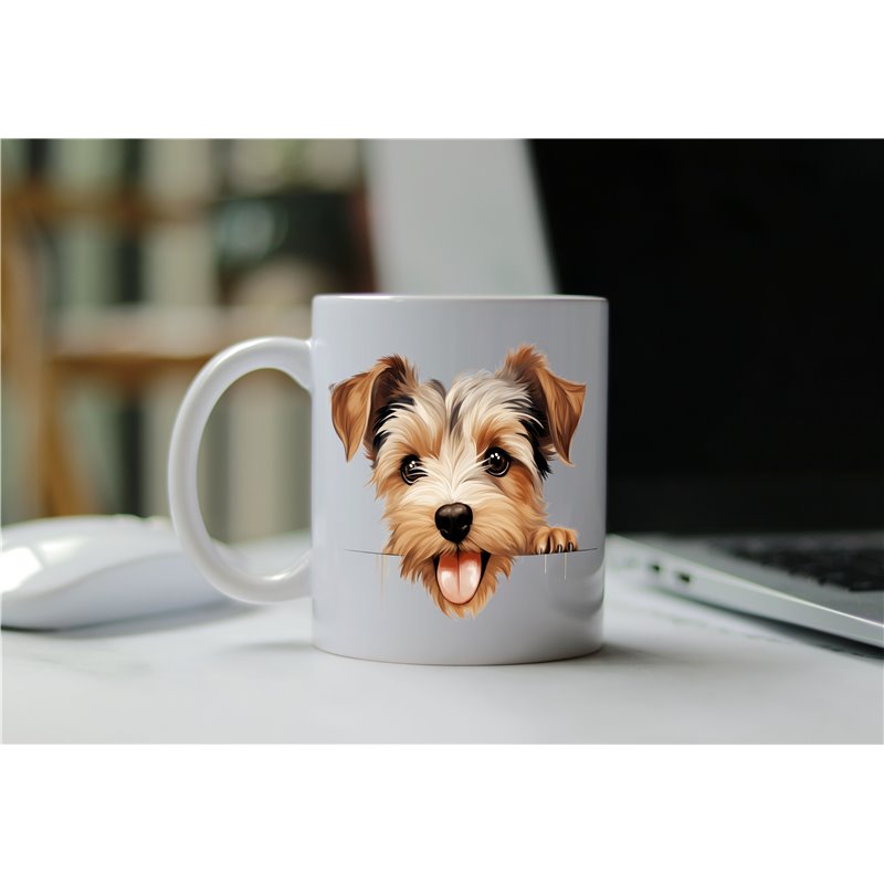 11oz mug  - peeking dog - Biewer Terrier