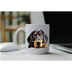 11oz mug  - peeking dog - Black and Tan Coonhound