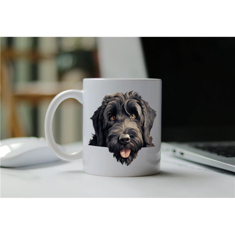 11oz mug  - peeking dog - Black Russian Terrier