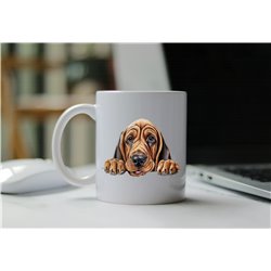 11oz mug  - peeking dog - Bloodhound