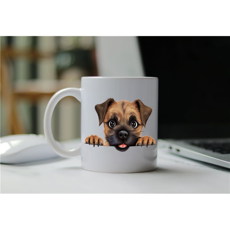 11oz mug  - peeking dog - Border Terrier
