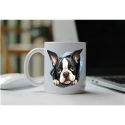 11oz mug  - peeking dog - Boston Terrier