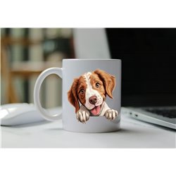 11oz mug  - peeking dog - Brittany