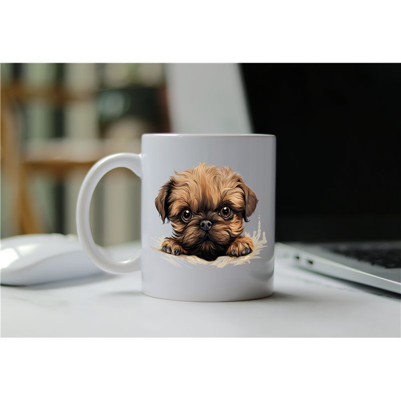 11oz mug  - peeking dog - Brussels Griffon