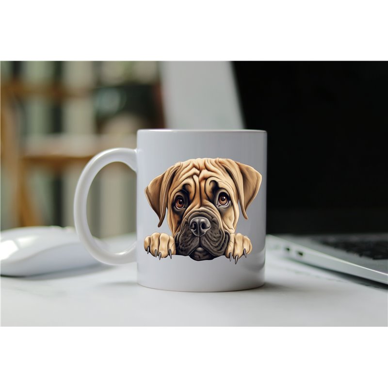 11oz mug  - peeking dog - Bullmastiff