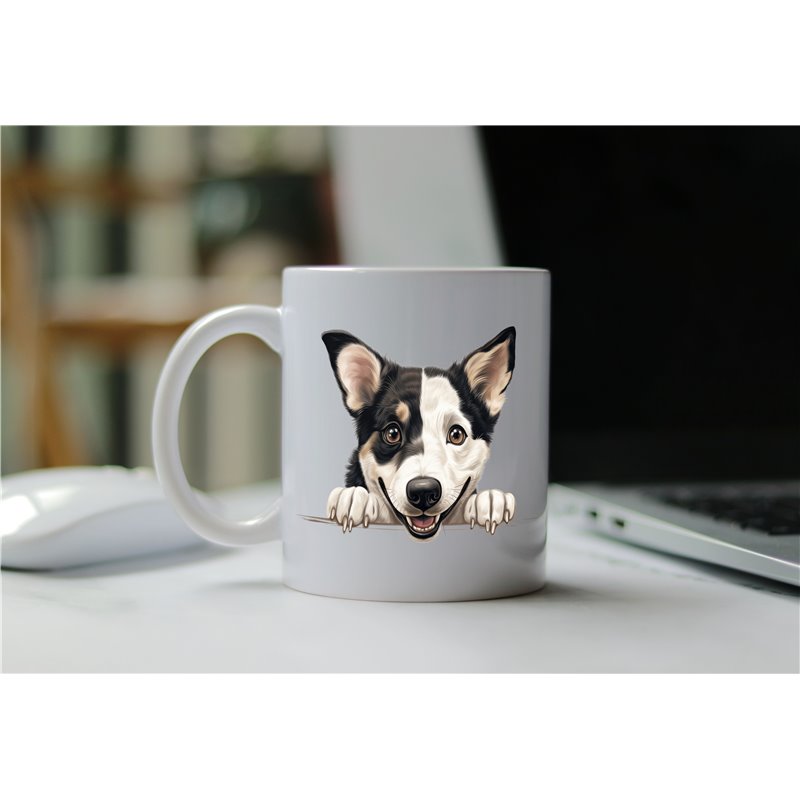 11oz mug  - peeking dog - Canaan