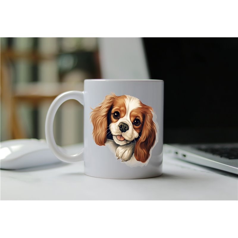 11oz mug  - peeking dog - Cavalier King Charles Spaniel