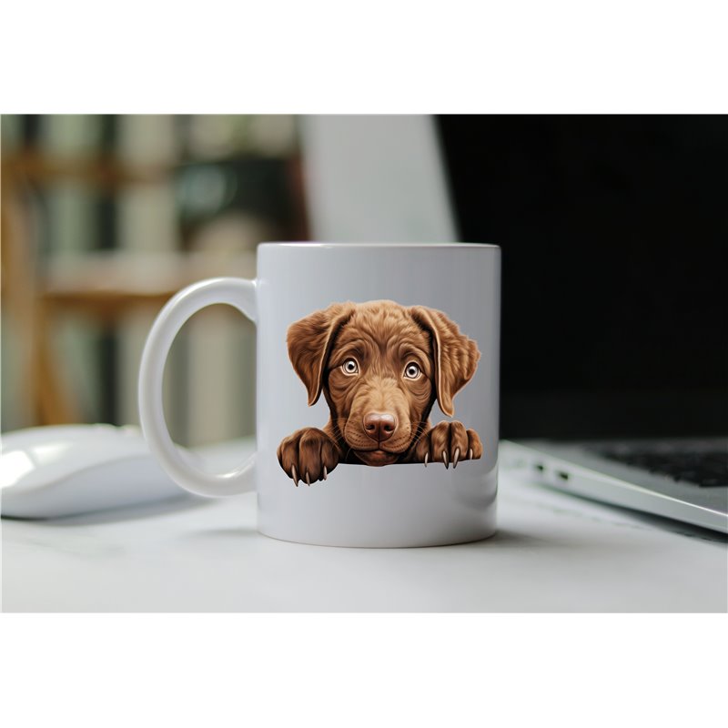 11oz mug  - peeking dog - Chesapeake Bay Retriever