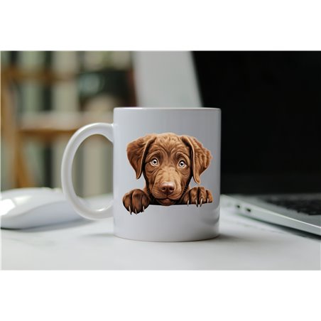 11oz mug  - peeking dog - Chesapeake Bay Retriever