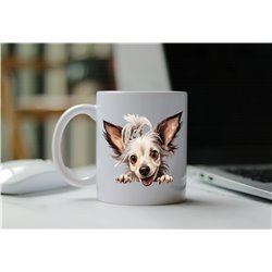 11oz mug  - peeking dog - Chinese Crested