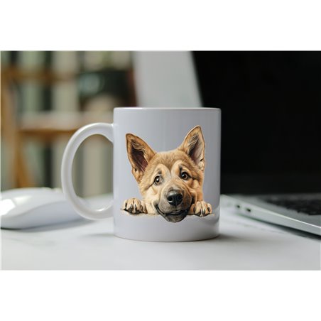 11oz mug  - peeking dog - Chinook