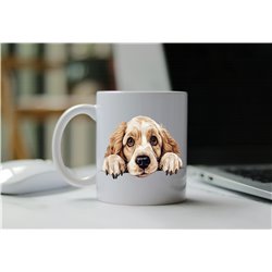 11oz mug  - peeking dog - Clumber Spaniel