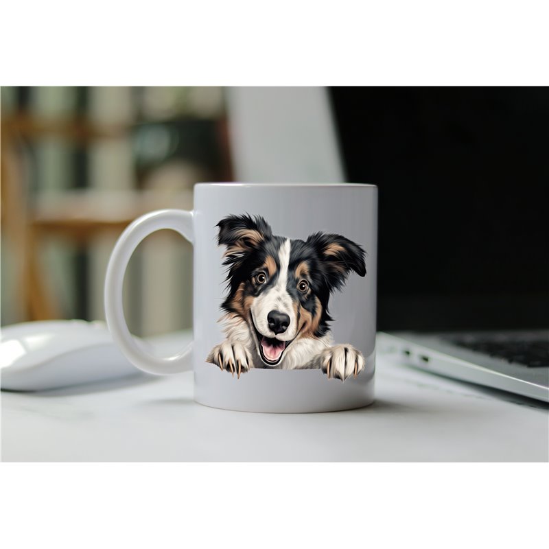 11oz mug  - peeking dog - Collie
