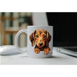 11oz mug  - peeking dog - Dachshund