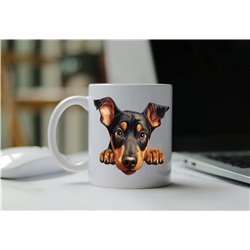 11oz mug  - peeking dog - Doberman Pinscher
