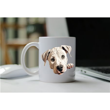 11oz mug  - peeking dog - Dogo Argentino