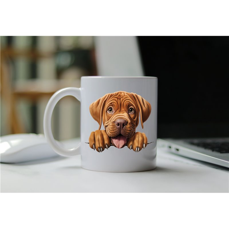 11oz mug  - peeking dog - Dogue de Bordeaux