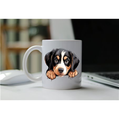 11oz mug  - peeking dog - Entlebucher Mountain