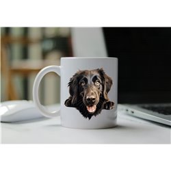 11oz mug  - peeking dog - Flat-Coated Retriever