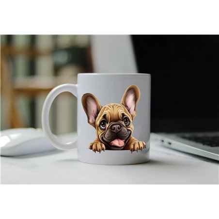 11oz mug  - peeking dog - French Bulldog