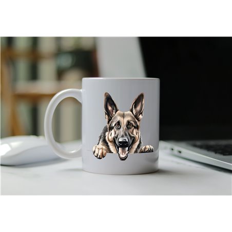 11oz mug  - peeking dog - German Shepherd 