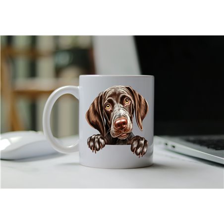 11oz mug  - peeking dog - German Shorthaired Pointer