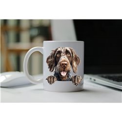 11oz mug  - peeking dog - German Wirehaired Pointer