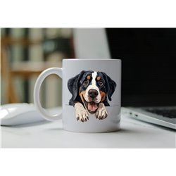 11oz mug  - peeking dog - Greater Swiss Mountain 