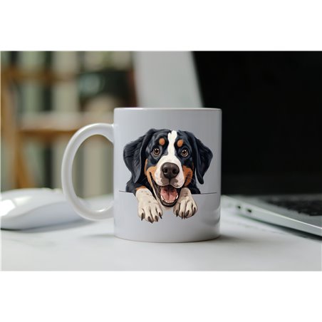 11oz mug  - peeking dog - Greater Swiss Mountain 