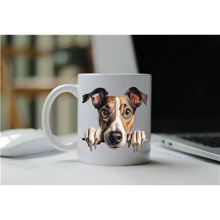 11oz mug  - peeking dog - Greyhound