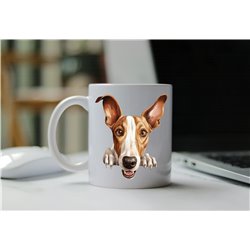11oz mug  - peeking dog - Ibizan Hound