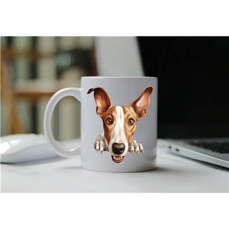 11oz mug  - peeking dog - Ibizan Hound