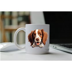 11oz mug  - peeking dog - Irish Red and White Sette
