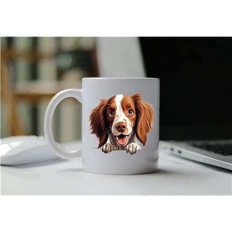 11oz mug  - peeking dog - Irish Red and White Sette