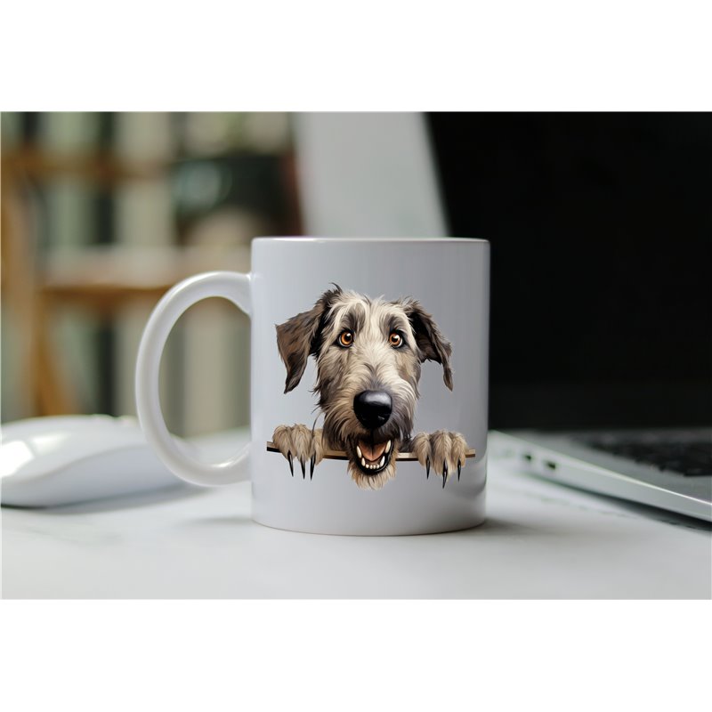 11oz mug  - peeking dog - Irish Wolfhound 