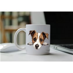 11oz mug  - peeking dog - Jack Russell Terrier