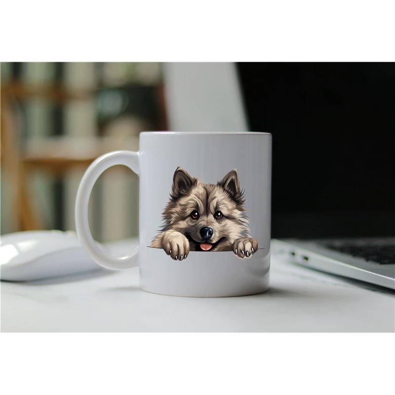 11oz mug  - peeking dog - Keeshond